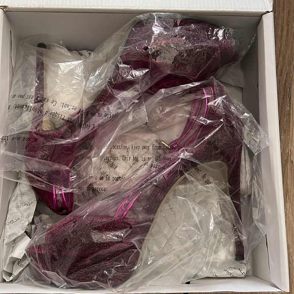 Glitter Fuchsia Pink Heels - Picture 4 of 5